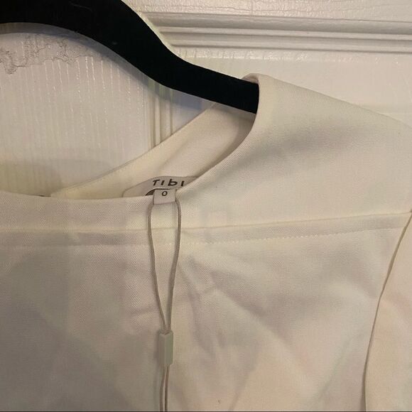 Nwt Tibi Twill Peplum Corset Full Zip Top Blouse Ivory - Picture 4 of 6